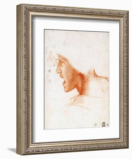 Study of a Warrior's Head for the Battle of Anghiari - Leonardo Da Vinci (1452-1519) - 1504-1505 --Leonardo Da Vinci-Framed Giclee Print