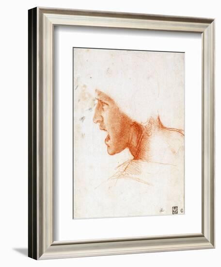 Study of a Warrior's Head for the Battle of Anghiari - Leonardo Da Vinci (1452-1519) - 1504-1505 --Leonardo Da Vinci-Framed Giclee Print