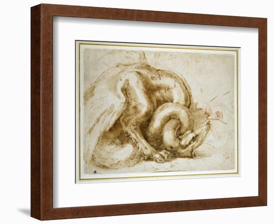 Study of a Winged Monster, C.1525-Michelangelo Buonarroti-Framed Giclee Print