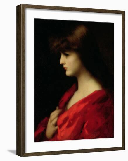 Study of a Woman in Red, Early 1890s-Jean-Jacques Henner-Framed Giclee Print