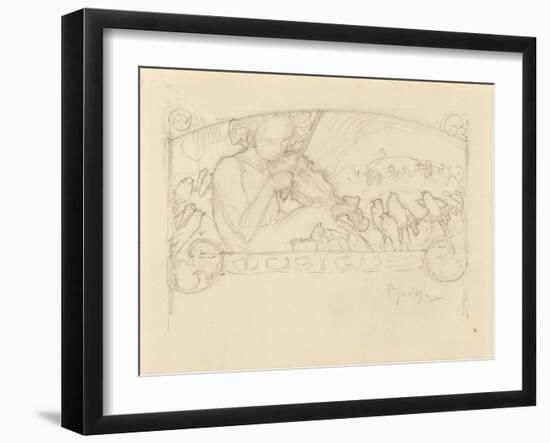 Study of a Woman Playing Violin-Alphonse Mucha-Framed Giclee Print