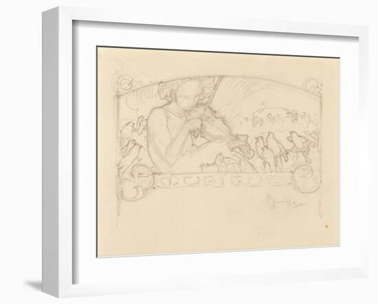 Study of a Woman Playing Violin-Alphonse Mucha-Framed Giclee Print