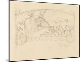 Study of a Woman Playing Violin-Alphonse Mucha-Mounted Giclee Print