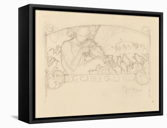 Study of a Woman Playing Violin-Alphonse Mucha-Framed Stretched Canvas