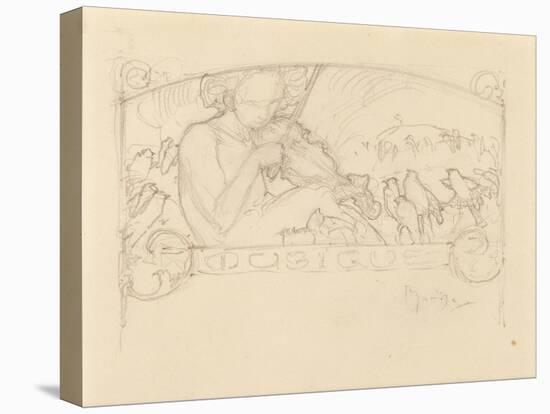 Study of a Woman Playing Violin-Alphonse Mucha-Stretched Canvas
