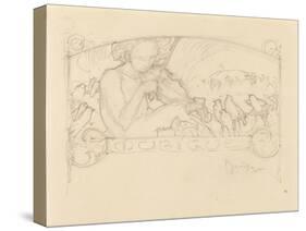 Study of a Woman Playing Violin-Alphonse Mucha-Stretched Canvas