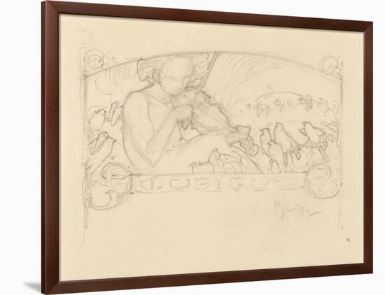 Study of a Woman Playing Violin-Alphonse Mucha-Framed Giclee Print