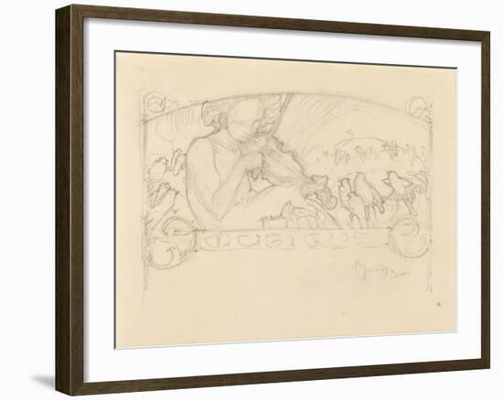 Study of a Woman Playing Violin-Alphonse Mucha-Framed Giclee Print