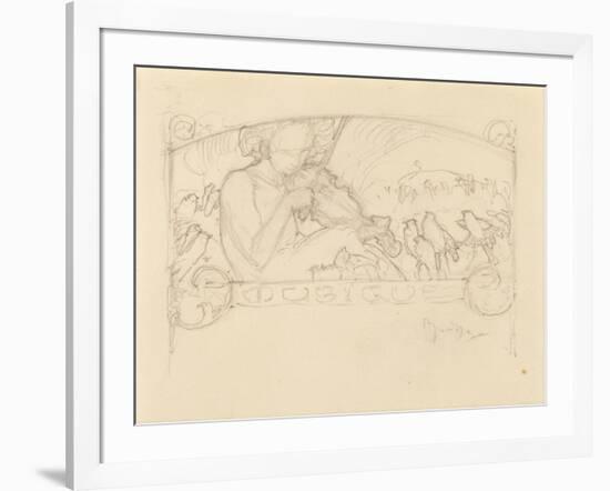 Study of a Woman Playing Violin-Alphonse Mucha-Framed Giclee Print