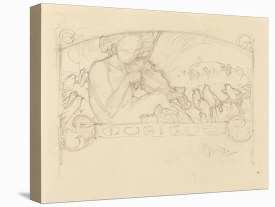 Study of a Woman Playing Violin-Alphonse Mucha-Stretched Canvas