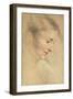 Study of a Woman's Head, 1710s-Jean Antoine Watteau-Framed Giclee Print