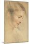 Study of a Woman's Head, 1710s-Jean Antoine Watteau-Mounted Giclee Print