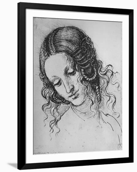 'Study of a Woman's Head', c1480 (1945)-Leonardo Da Vinci-Framed Giclee Print