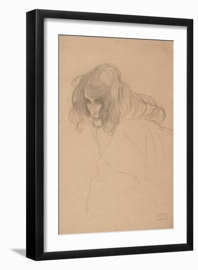 Study of a Woman's Head in Three-Quarter Profile, C.1901-1902-Gustav Klimt-Framed Giclee Print