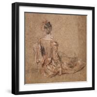 Study of a Woman Seen from the Back, 1716-1718-Jean-Antoine Watteau-Framed Giclee Print