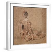 Study of a Woman Seen from the Back, 1716-1718-Jean-Antoine Watteau-Framed Giclee Print
