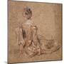 Study of a Woman Seen from the Back, 1716-1718-Jean-Antoine Watteau-Mounted Giclee Print