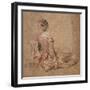 Study of a Woman Seen from the Back, 1716-1718-Jean-Antoine Watteau-Framed Premium Giclee Print