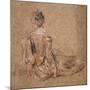 Study of a Woman Seen from the Back, 1716-1718-Jean-Antoine Watteau-Mounted Giclee Print