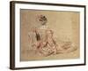 Study of a Woman Seen from the Back, 1716-18 (Chalk on Paper)-Jean Antoine Watteau-Framed Giclee Print