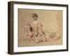 Study of a Woman Seen from the Back, 1716-18 (Chalk on Paper)-Jean Antoine Watteau-Framed Giclee Print