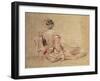 Study of a Woman Seen from the Back, 1716-18 (Chalk on Paper)-Jean Antoine Watteau-Framed Giclee Print