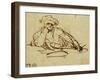 Study of a Writer, Seated, Pausing in Thought-null-Framed Giclee Print