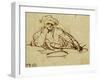 Study of a Writer, Seated, Pausing in Thought-null-Framed Giclee Print