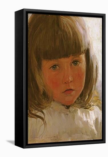 Study of a Young Girl-Edward Killingworth Johnson-Framed Stretched Canvas