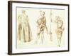 Study of a Young Woman and Two Huntsmen, C.1712-13-Jean Antoine Watteau-Framed Giclee Print