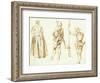 Study of a Young Woman and Two Huntsmen, C.1712-13-Jean Antoine Watteau-Framed Giclee Print