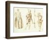 Study of a Young Woman and Two Huntsmen, C.1712-13-Jean Antoine Watteau-Framed Giclee Print