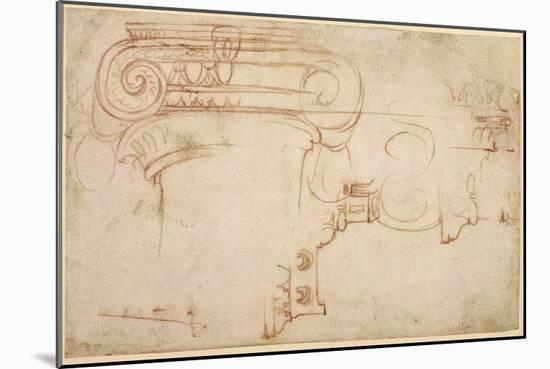 Study of an Ionic Capital-Michelangelo Buonarroti-Mounted Giclee Print