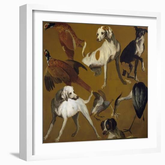 Study of Birds and Dogs, by Alexandre-Francois Desportes (1661-1743), France, 18th Century-Alexandre-Francois Desportes-Framed Giclee Print