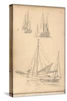 Study of Boats (Pencil on Paper)-Claude Monet-Stretched Canvas