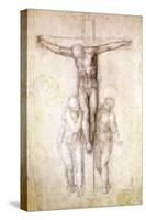 Study of Christ on the Cross between the Virgin and St. John the Evangelist-Michelangelo Buonarroti-Stretched Canvas