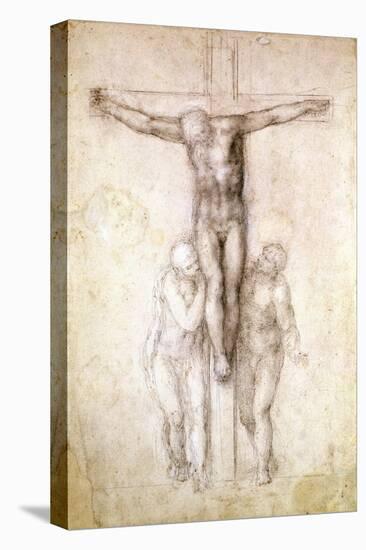 Study of Christ on the Cross between the Virgin and St. John the Evangelist-Michelangelo Buonarroti-Stretched Canvas