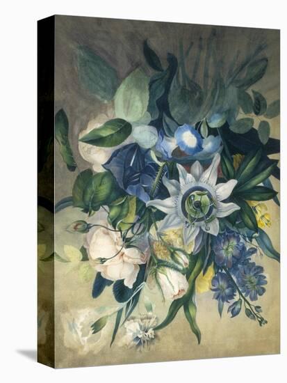 Study of Convulvulus, Passion Flower and Rose, c.1840-null-Stretched Canvas