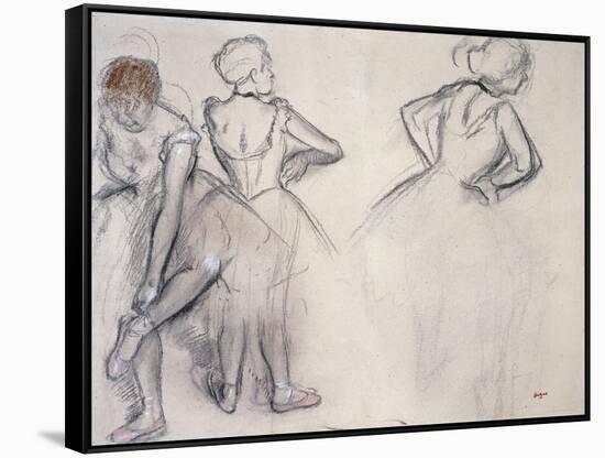 Study of Dancers-Edgar Degas-Framed Stretched Canvas