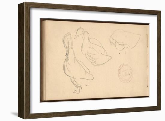 Study of Ducks (Pencil on Paper)-Claude Monet-Framed Giclee Print