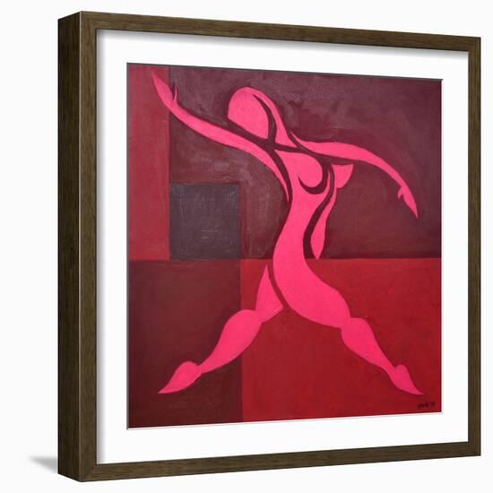 Study of Figure in Cubic Space Pink Version-Guilherme Pontes-Framed Giclee Print