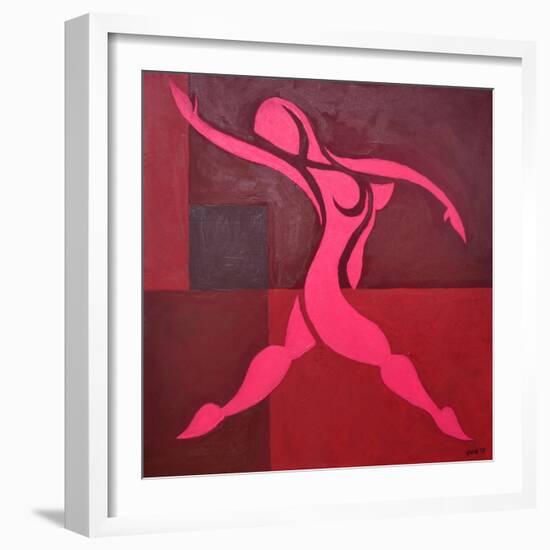 Study of Figure in Cubic Space Pink Version-Guilherme Pontes-Framed Giclee Print