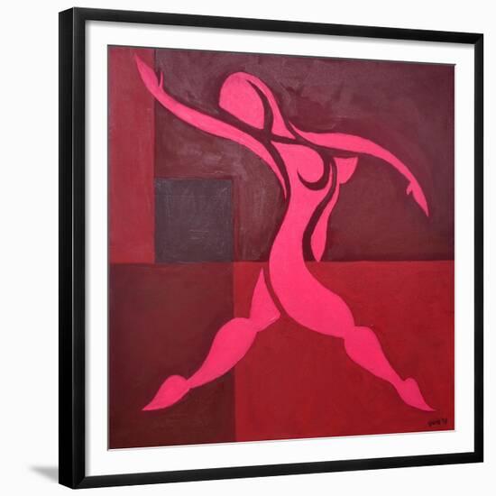 Study of Figure in Cubic Space Pink Version-Guilherme Pontes-Framed Giclee Print