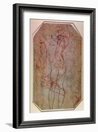 Study of Figures and the Creation of Adam-Michelangelo Buonarroti-Framed Giclee Print