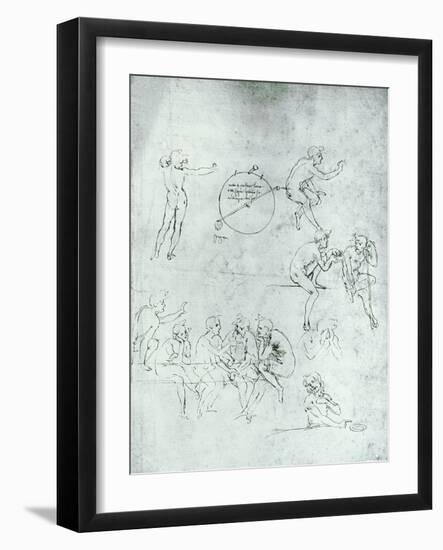 Study of Figures for "The Adoration of the Magi"-Leonardo da Vinci-Framed Giclee Print