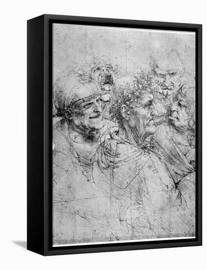 Study of Five Grotesque Heads, C1494-Leonardo da Vinci-Framed Stretched Canvas