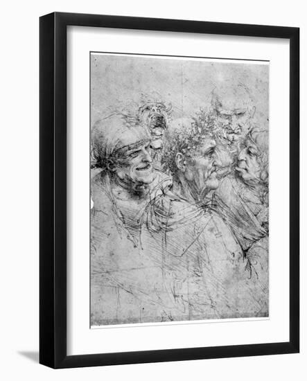 Study of Five Grotesque Heads, C1494-Leonardo da Vinci-Framed Giclee Print
