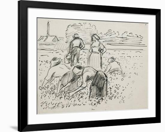 Study of Five Peasant Figures Working in a Field, 1887-Camille Pissarro-Framed Giclee Print