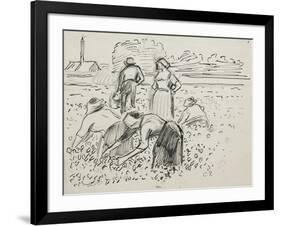 Study of Five Peasant Figures Working in a Field, 1887-Camille Pissarro-Framed Giclee Print