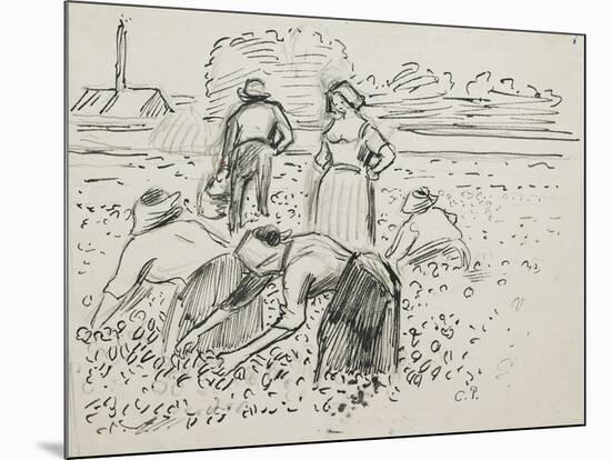 Study of Five Peasant Figures Working in a Field, 1887-Camille Pissarro-Mounted Giclee Print